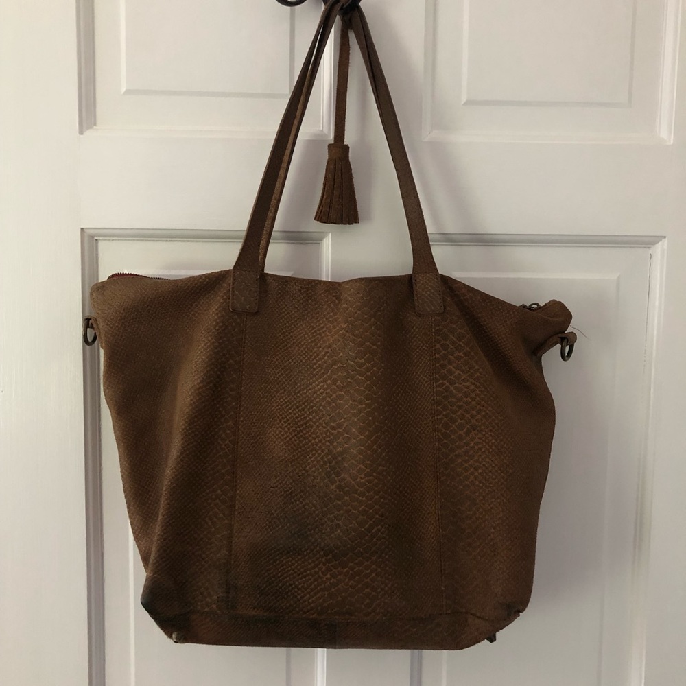 Brown Suede Tote Bag